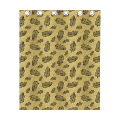Black And Gold Feather Pattern Print Curtain