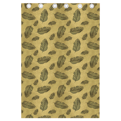 Black And Gold Feather Pattern Print Curtain