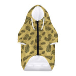 Black And Gold Feather Pattern Print Dog Zip Up Hoodie