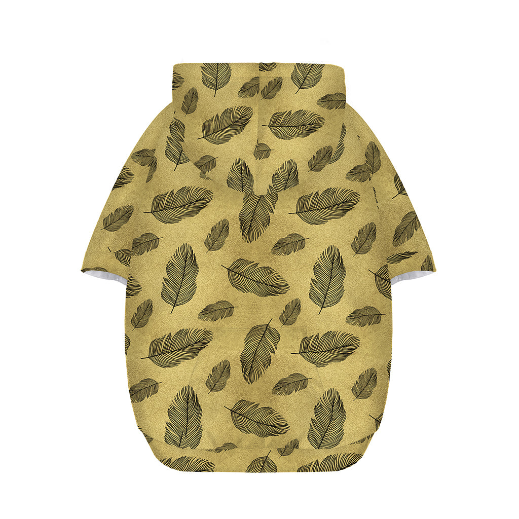 Black And Gold Feather Pattern Print Dog Zip Up Hoodie