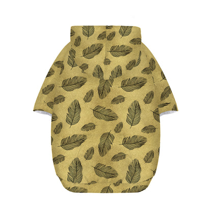 Black And Gold Feather Pattern Print Dog Zip Up Hoodie