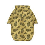 Black And Gold Feather Pattern Print Dog Zip Up Hoodie