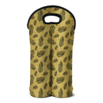 Black And Gold Feather Pattern Print Double Neoprene Wine Tote