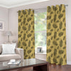 Black And Gold Feather Pattern Print Extra Wide Grommet Curtains