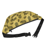 Black And Gold Feather Pattern Print Fanny Pack