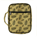 Black And Gold Feather Pattern Print Front Pocket Bible Bag
