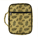 Black And Gold Feather Pattern Print Front Pocket Bible Bag