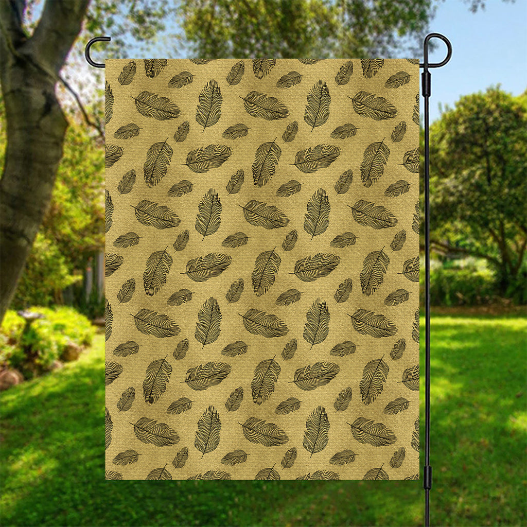 Black And Gold Feather Pattern Print Garden Flag