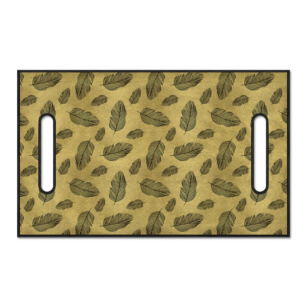 Black And Gold Feather Pattern Print Golf Cart Seat Cover