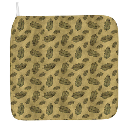 Black And Gold Feather Pattern Print Hand Towel