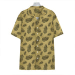 Black And Gold Feather Pattern Print Hawaiian Shirt