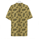 Black And Gold Feather Pattern Print Hawaiian Shirt
