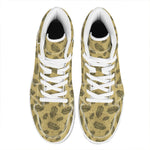 Black And Gold Feather Pattern Print High Top Leather Sneakers