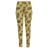 Black And Gold Feather Pattern Print High-Waisted Pocket Leggings