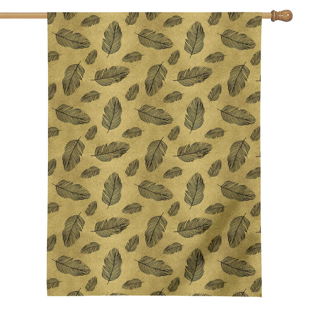 Black And Gold Feather Pattern Print House Flag