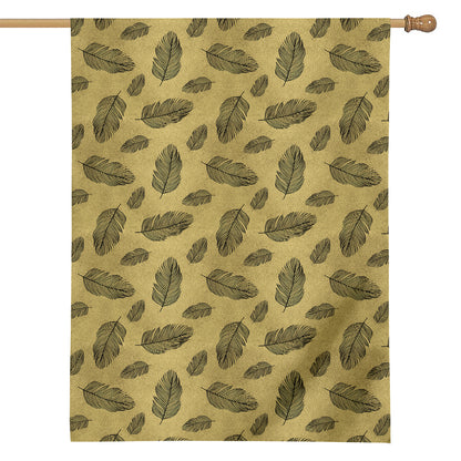 Black And Gold Feather Pattern Print House Flag