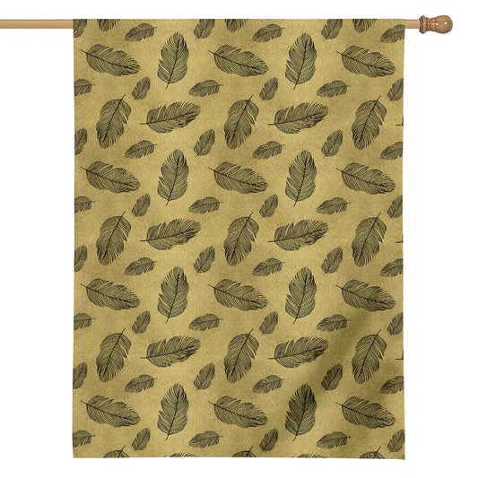 Black And Gold Feather Pattern Print House Flag