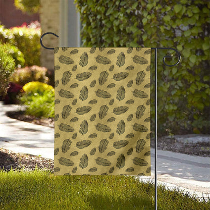 Black And Gold Feather Pattern Print House Flag