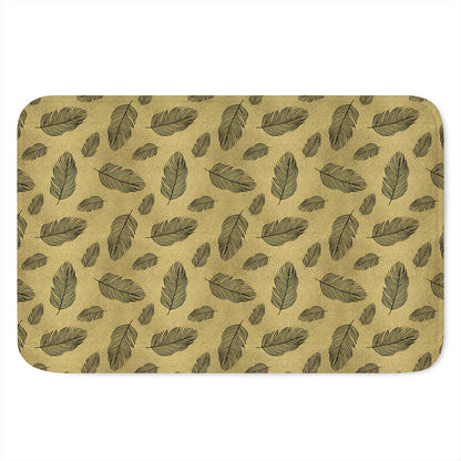 Black And Gold Feather Pattern Print Indoor Door Mat