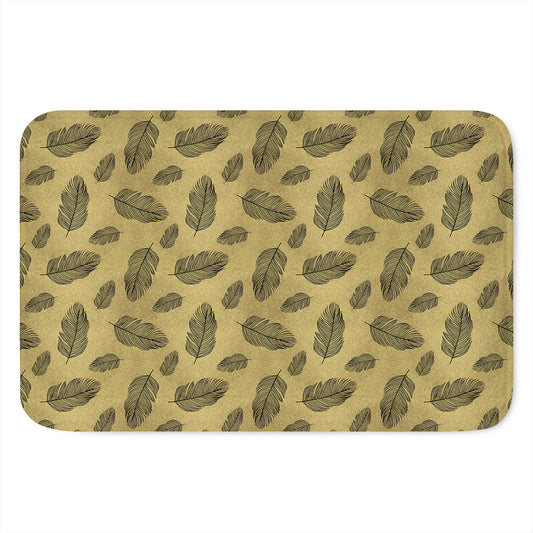 Black And Gold Feather Pattern Print Indoor Door Mat