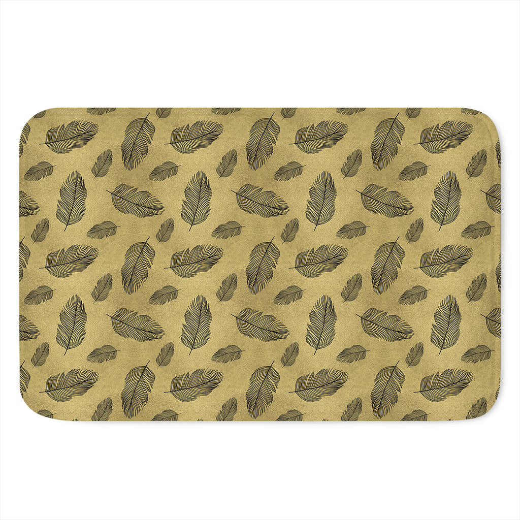 Black And Gold Feather Pattern Print Indoor Door Mat