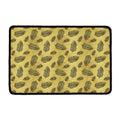 Black And Gold Feather Pattern Print Kitchen Mat
