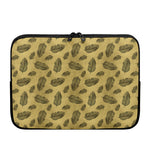 Black And Gold Feather Pattern Print Laptop Sleeve