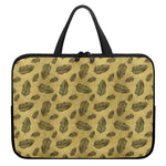 Black And Gold Feather Pattern Print Laptop Sleeve With Handle