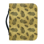 Black And Gold Feather Pattern Print Leather Bible Cover