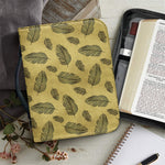 Black And Gold Feather Pattern Print Leather Bible Cover