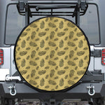 Black And Gold Feather Pattern Print Leather Spare Tire Cover
