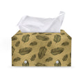 Black And Gold Feather Pattern Print Leather Tissue Box Cover