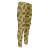 Black And Gold Feather Pattern Print Men's Compression Pants