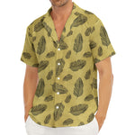 Black And Gold Feather Pattern Print Men's Deep V-Neck Shirt