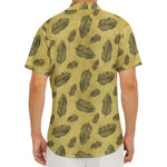 Black And Gold Feather Pattern Print Men's Deep V-Neck Shirt