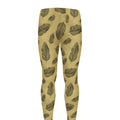 Black And Gold Feather Pattern Print Men's Leggings