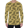 Black And Gold Feather Pattern Print Men's Long Sleeve T-Shirt