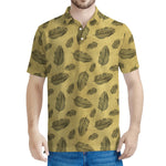 Black And Gold Feather Pattern Print Men's Polo Shirt