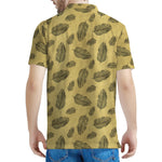 Black And Gold Feather Pattern Print Men's Polo Shirt