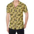Black And Gold Feather Pattern Print Men's Shirt