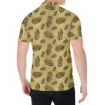 Black And Gold Feather Pattern Print Men's Shirt