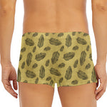 Black And Gold Feather Pattern Print Men's Short Boxer Briefs