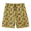 Black And Gold Feather Pattern Print Men's Swim Trunks