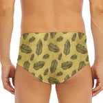 Black And Gold Feather Pattern Print Men's Triangle Swim Briefs