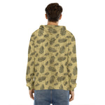 Black And Gold Feather Pattern Print Men's Velvet Pullover Hoodie