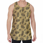 Black And Gold Feather Pattern Print Men's Velvet Tank Top