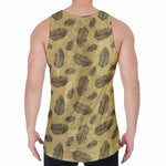 Black And Gold Feather Pattern Print Men's Velvet Tank Top
