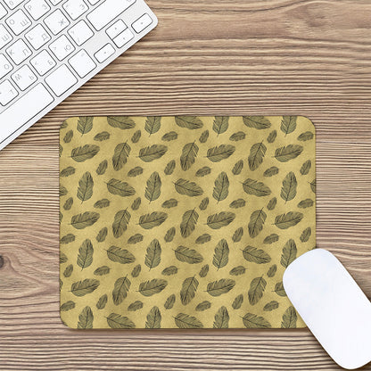 Black And Gold Feather Pattern Print Mouse Pad