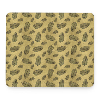 Black And Gold Feather Pattern Print Mouse Pad