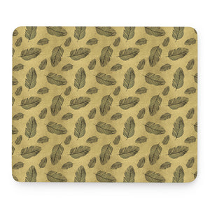 Black And Gold Feather Pattern Print Mouse Pad